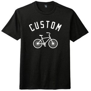 Custom Text Arched Over A Vintage Bike White Ink On Mens Tri-Blend DTG T-shirt - Black Solid
