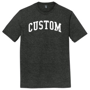 Custom Arched Ruckus Font White Ink On Mens Tri-Blend DTG T-shirt - Black Heather