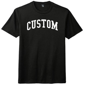 Custom Arched Ruckus Font White Ink On Mens Tri-Blend DTG T-shirt - Black Solid