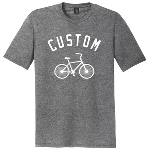 Custom Text Arched Over A Vintage Bike White Ink On Mens Tri-Blend DTG T-shirt - Grey Heather