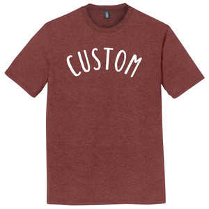 Custom Beach Sand Text White Ink On Mens Tri-Blend DTG T-shirt - Maroon Heather