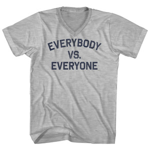 Everybody vs. Everyone Adult Cotton V-neck T-shirt - Grey Heather