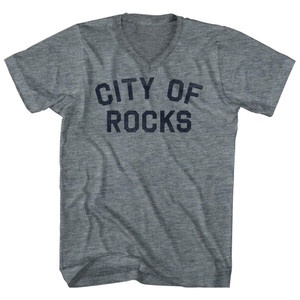 City of Rocks Tri-Blend V-neck Womens Junior Cut T-shirt - Athletic Grey