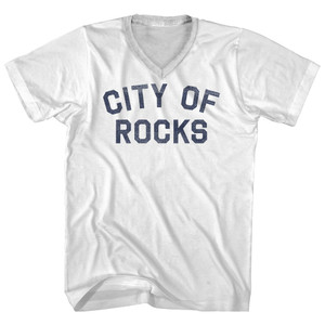 City of Rocks Adult Cotton V-neck T-shirt - White