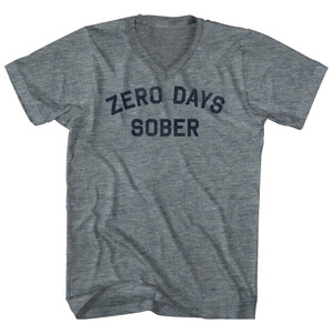 Zero Days Sober Tri-Blend V-neck Womens Junior Cut T-shirt - Athletic Grey