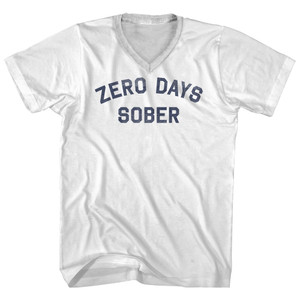 Zero Days Sober Adult Cotton V-neck T-shirt - White