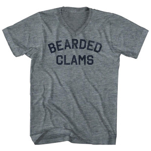 Bearded Clams Tri-Blend V-neck Womens Junior Cut T-shirt - Athletic Grey