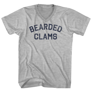 Bearded Clams Adult Cotton V-neck T-shirt - Grey Heather