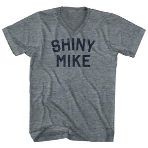 Shiny Mike Tri-Blend V-neck Womens Junior Cut T-shirt - Athletic Grey