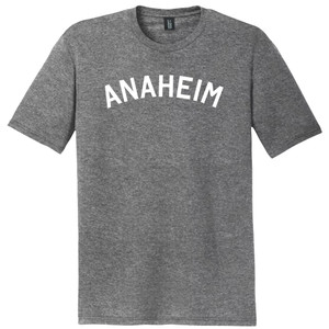 Anaheim Text White Font Mens Tri-Blend DTG T-shirt - Grey Heather