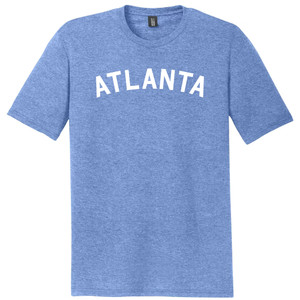 Atlanta Text White Font Mens Tri-Blend DTG T-shirt - Blue Heather
