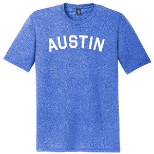 Austin Text White Font Mens Tri-Blend DTG T-shirt - Royal Blue Heather