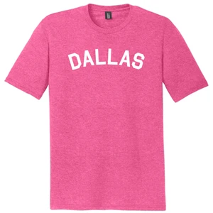 Dallas Text White Font Mens Tri-Blend DTG T-shirt - Fuchsia Heather