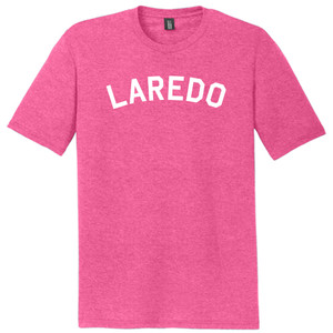 Laredo Text White Font Mens Tri-Blend DTG T-shirt - Fuchsia Heather