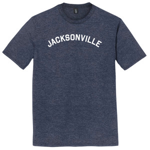 Jacksonville Text White Font Mens Tri-Blend DTG T-shirt - Navy Blue Heather