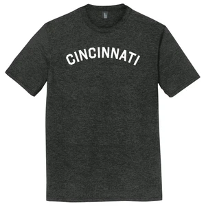 Cincinnati Text White Font Mens Tri-Blend DTG T-shirt - Black Heather