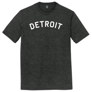 Detroit Text White Font Mens Tri-Blend DTG T-shirt - Black Heather