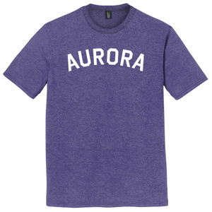 Aurora Text White Font Mens Tri-Blend DTG T-shirt - Purple Heather