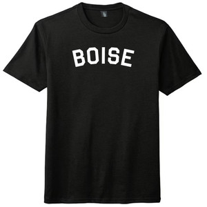 Boise Text White Font Mens Tri-Blend DTG T-shirt - Black Solid