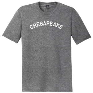 Chesapeake Text White Font Mens Tri-Blend DTG T-shirt - Grey Heather