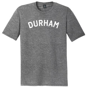 Durham Text White Font Mens Tri-Blend DTG T-shirt - Grey Heather