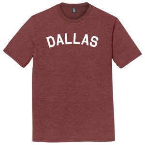Dallas Text White Font Mens Tri-Blend DTG T-shirt - Maroon Heather