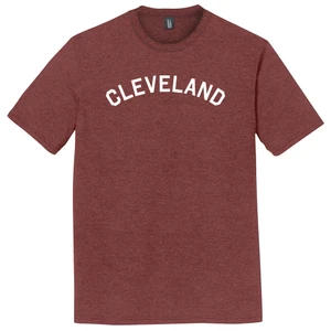 Cleveland Text White Font Mens Tri-Blend DTG T-shirt - Maroon Heather