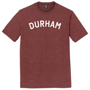 Durham Text White Font Mens Tri-Blend DTG T-shirt - Maroon Heather