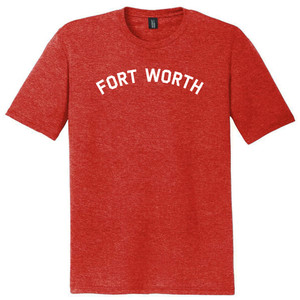 Fort Worth Text White Font Mens Tri-Blend DTG T-shirt - Red Heather