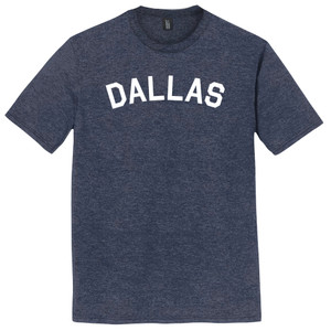 Dallas Text White Font Mens Tri-Blend DTG T-shirt - Navy Blue Heather