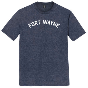 Fort Wayne Text White Font Mens Tri-Blend DTG T-shirt - Navy Blue Heather