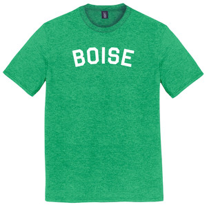 Boise Text White Font Mens Tri-Blend DTG T-shirt - Green Kelly