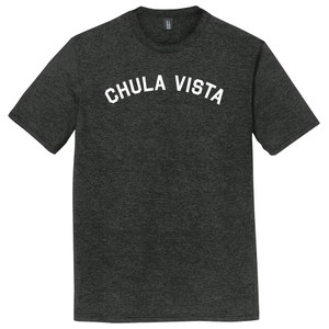 Chula Vista Text White Font Mens Tri-Blend DTG T-shirt - Black Heather