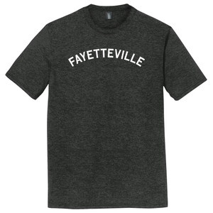 Fayetteville Text White Font Mens Tri-Blend DTG T-shirt - Black Heather