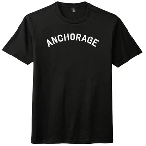 Anchorage Text White Font Mens Tri-Blend DTG T-shirt - Black Solid