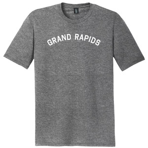 Grand Rapids Text White Font Mens Tri-Blend DTG T-shirt - Grey Heather