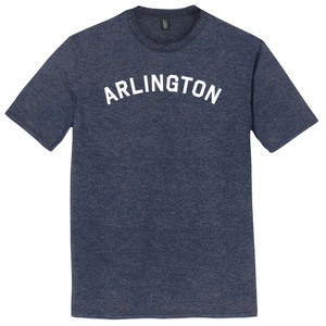 Arlington Text White Font Mens Tri-Blend DTG T-shirt - Navy Blue Heather
