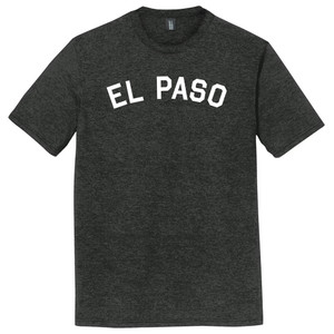 El Paso Text White Font Mens Tri-Blend DTG T-shirt - Black Heather