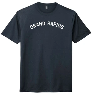 Grand Rapids Text White Font Mens Tri-Blend DTG T-shirt - Navy Blue Solid