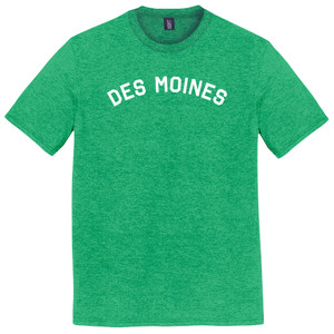 Des Moines Text White Font Mens Tri-Blend DTG T-shirt - Green Kelly