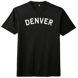 Denver Text White Font Mens Tri-Blend DTG T-shirt - Black Solid