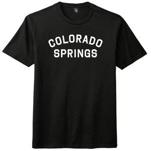 Colorado Springs Text White Font Mens Tri-Blend DTG T-shirt - Black Solid