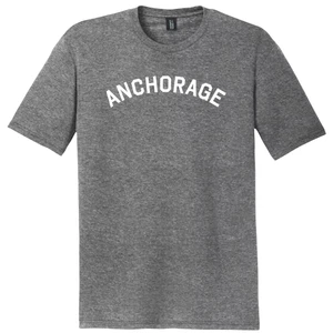 Anchorage Text White Font Mens Tri-Blend DTG T-shirt - Grey Heather