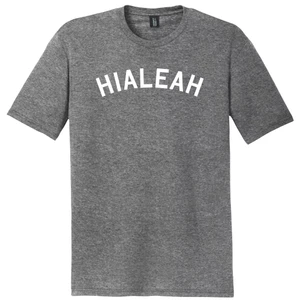 Hialeah Text White Font Mens Tri-Blend DTG T-shirt - Grey Heather