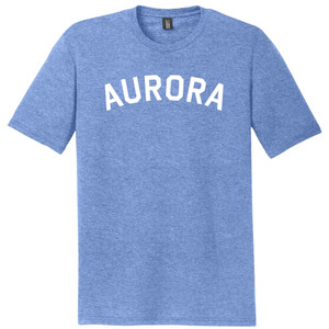 Aurora Text White Font Mens Tri-Blend DTG T-shirt - Blue Heather