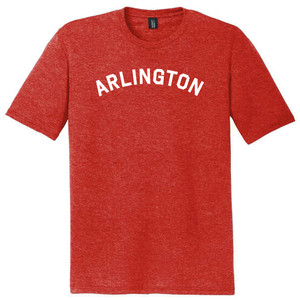 Arlington Text White Font Mens Tri-Blend DTG T-shirt - Red Heather
