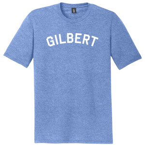 Gilbert Text White Font Mens Tri-Blend DTG T-shirt - Blue Heather