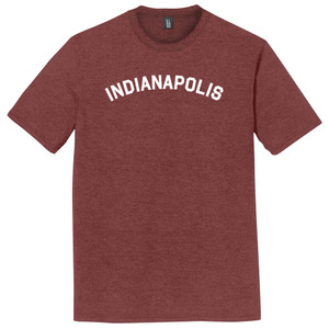 Indianapolis Text White Font Mens Tri-Blend DTG T-shirt - Maroon Heather