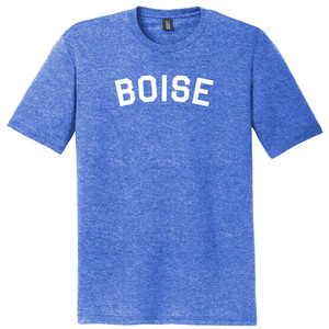 Boise Text White Font Mens Tri-Blend DTG T-shirt - Royal Blue Heather