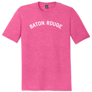 Baton Rouge Text White Font Mens Tri-Blend DTG T-shirt - Fuchsia Heather